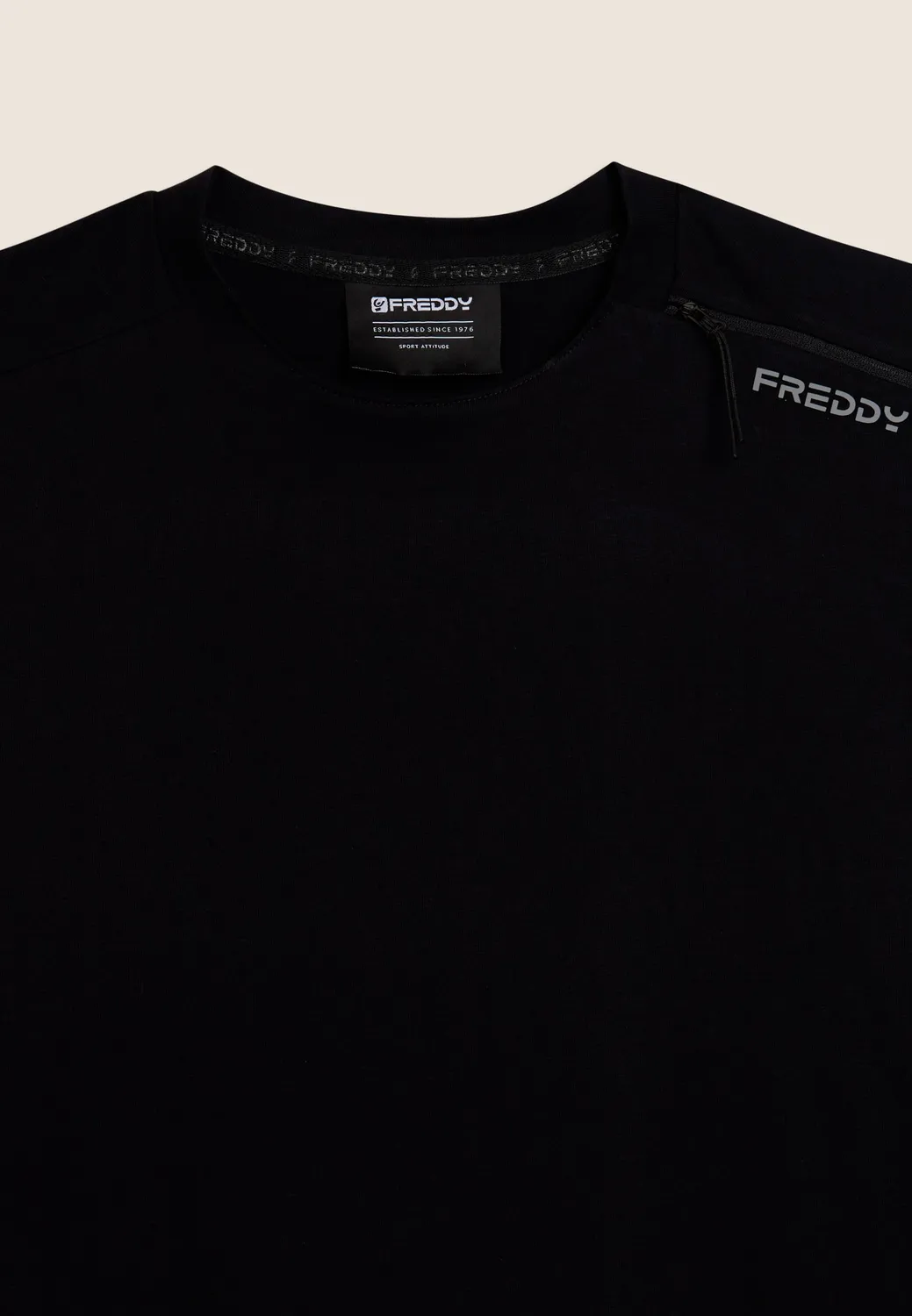 Freddy Langarmshirt Jersey Zip Black Baumwolle