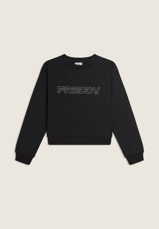 Freddy Junior Sweatshirt Rundhals Nero Strass 4-16 Jahre