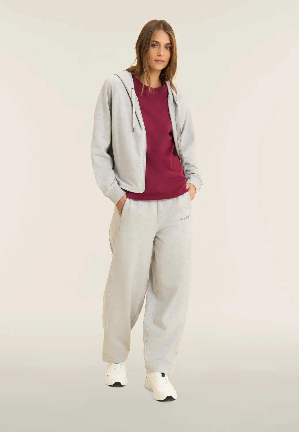 Freddy Boxy Cropped Kapuzenjacke H104 Grau Mélange