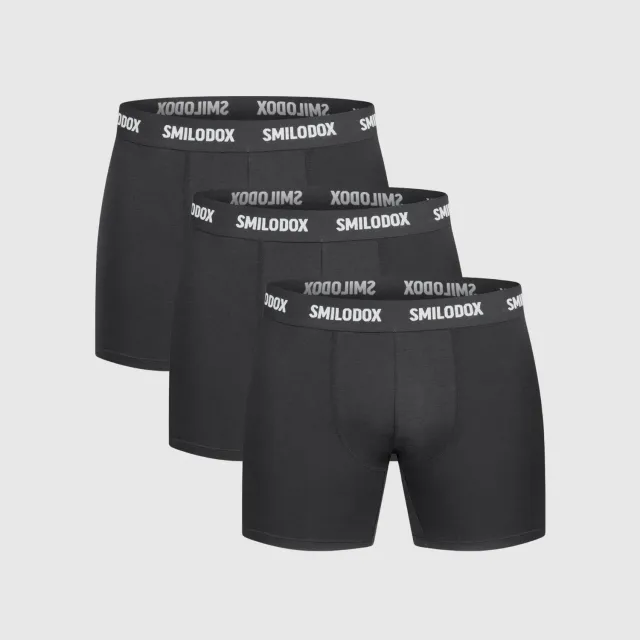 Smilodox Modal Boxershorts 3er Pack Schwarz lang