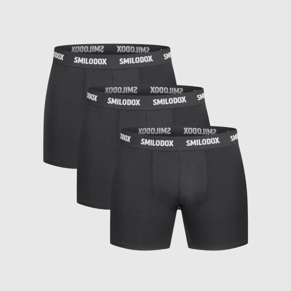Smilodox Modal Boxershorts 3er Pack Schwarz lang