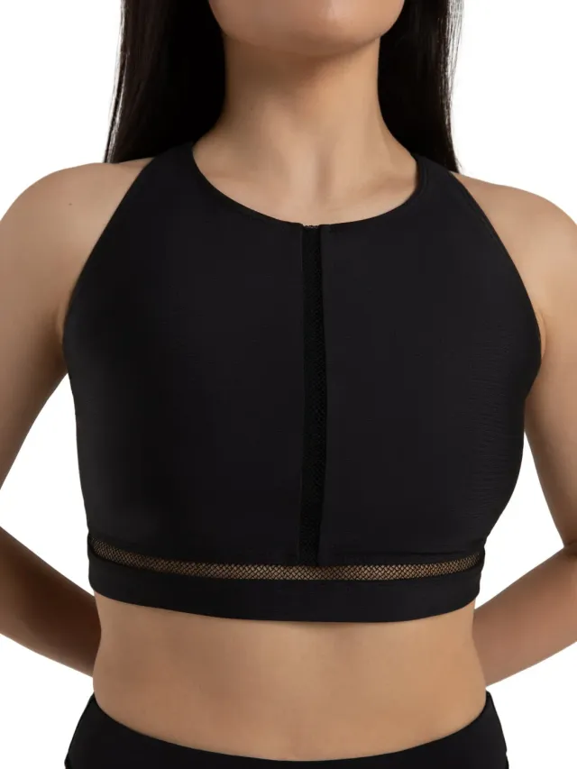 Capezio Coastal Bloom Oceanic Sport-BH Schwarz High-Neck