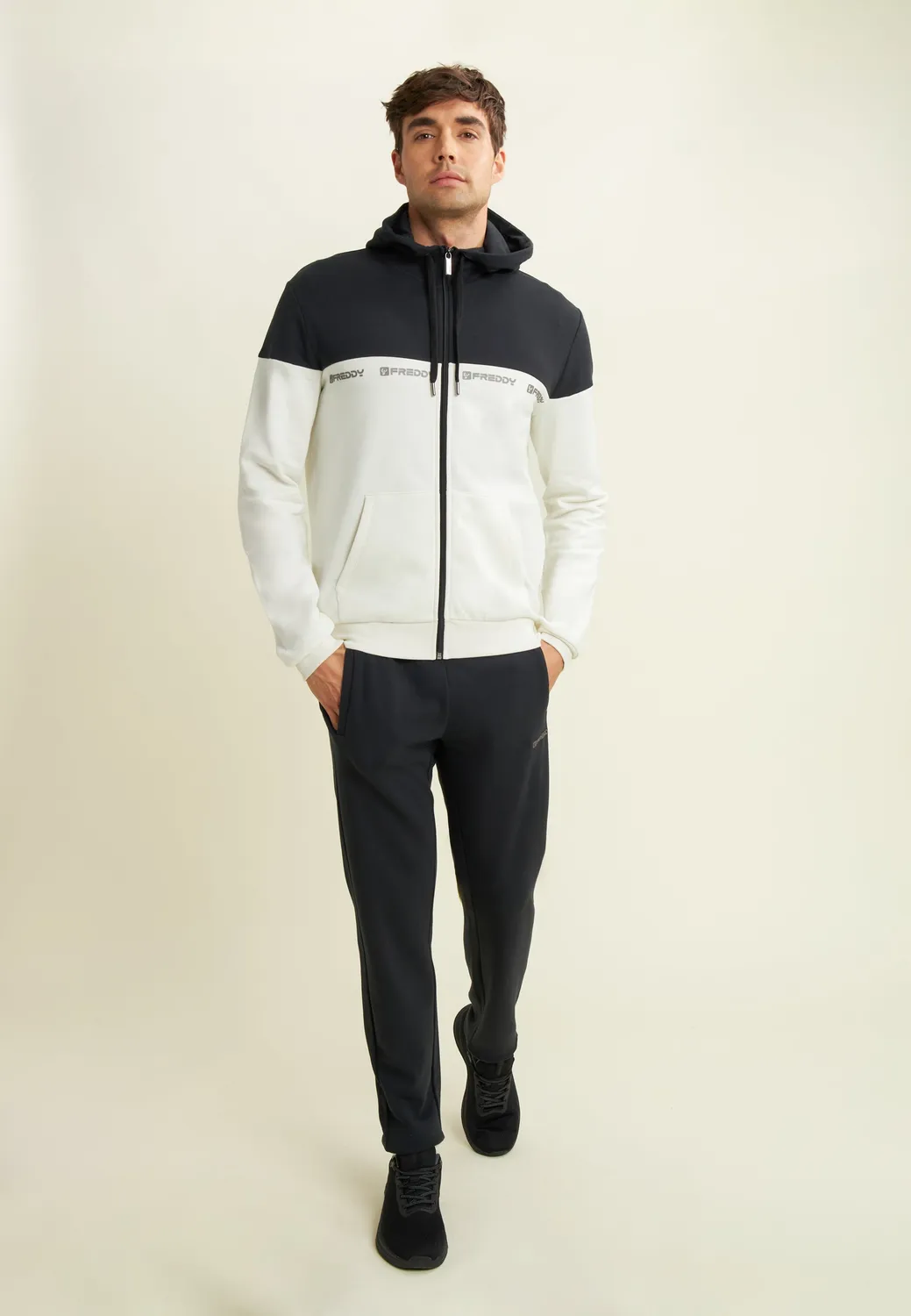 Freddy Colour Block Hoodie Turbulence-Black Baumwolle