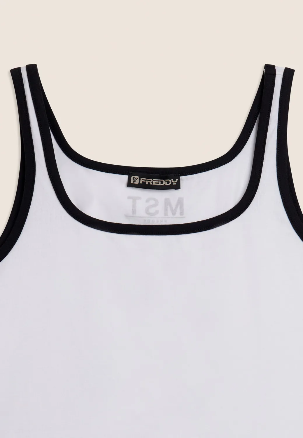 Freddy Tanktop Damen Slim Schwarz-Weiß Baumwolle