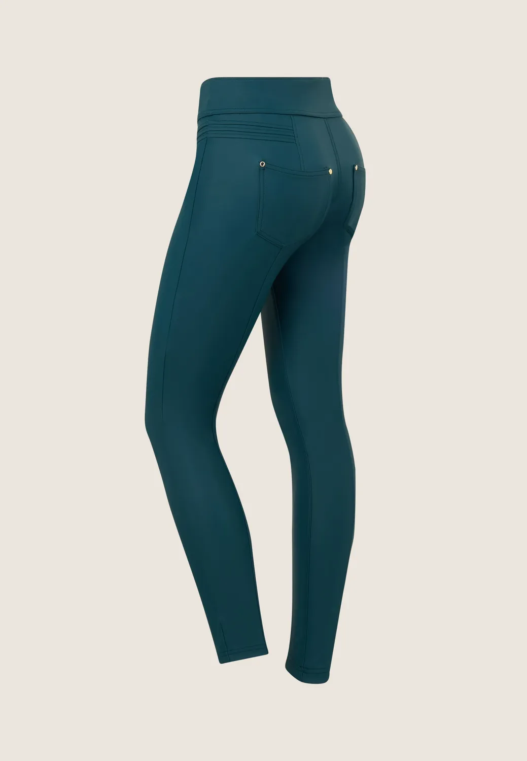Freddy N.O.W. Superskinny Kunstleder-Leggings Dark Sea hoher Bund