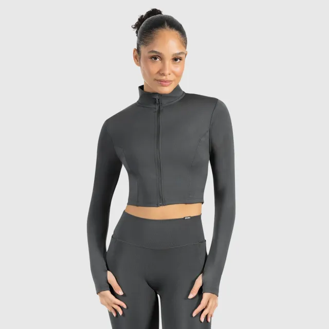 Smilodox Lunara Nilai Crop Jacke Schwarz cropped