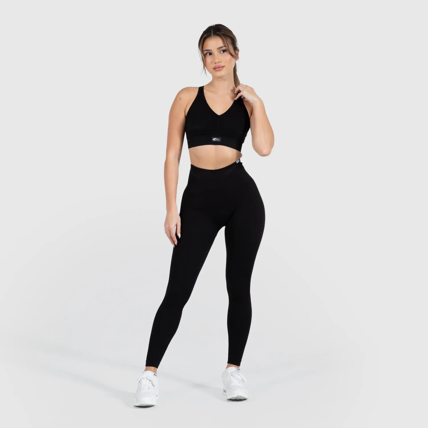 Smilodox Amaze Ripp Leggings Damen Schwarz Kompression