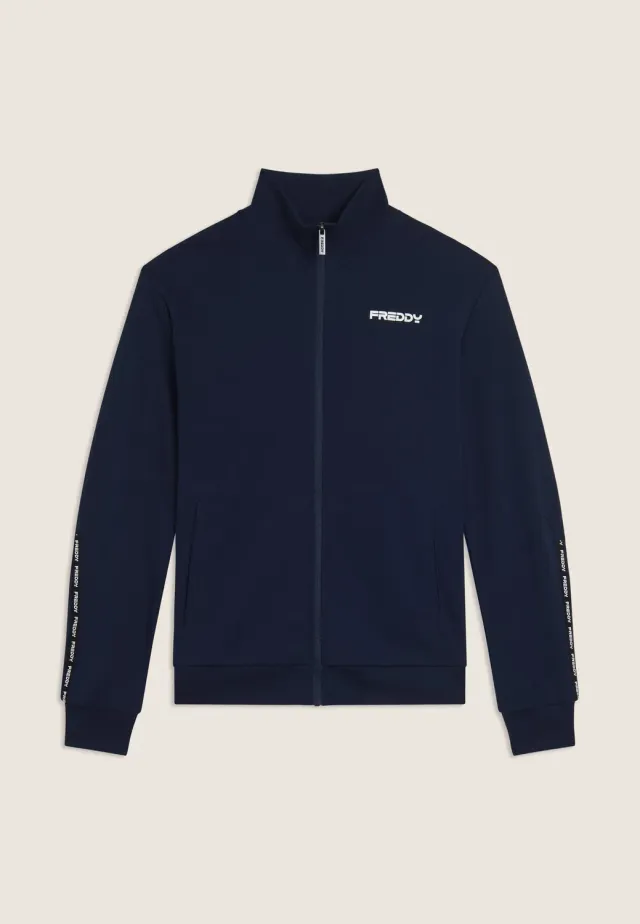 Freddy Interlock Full-Zip Sweatjacke Blau hoher Kragen