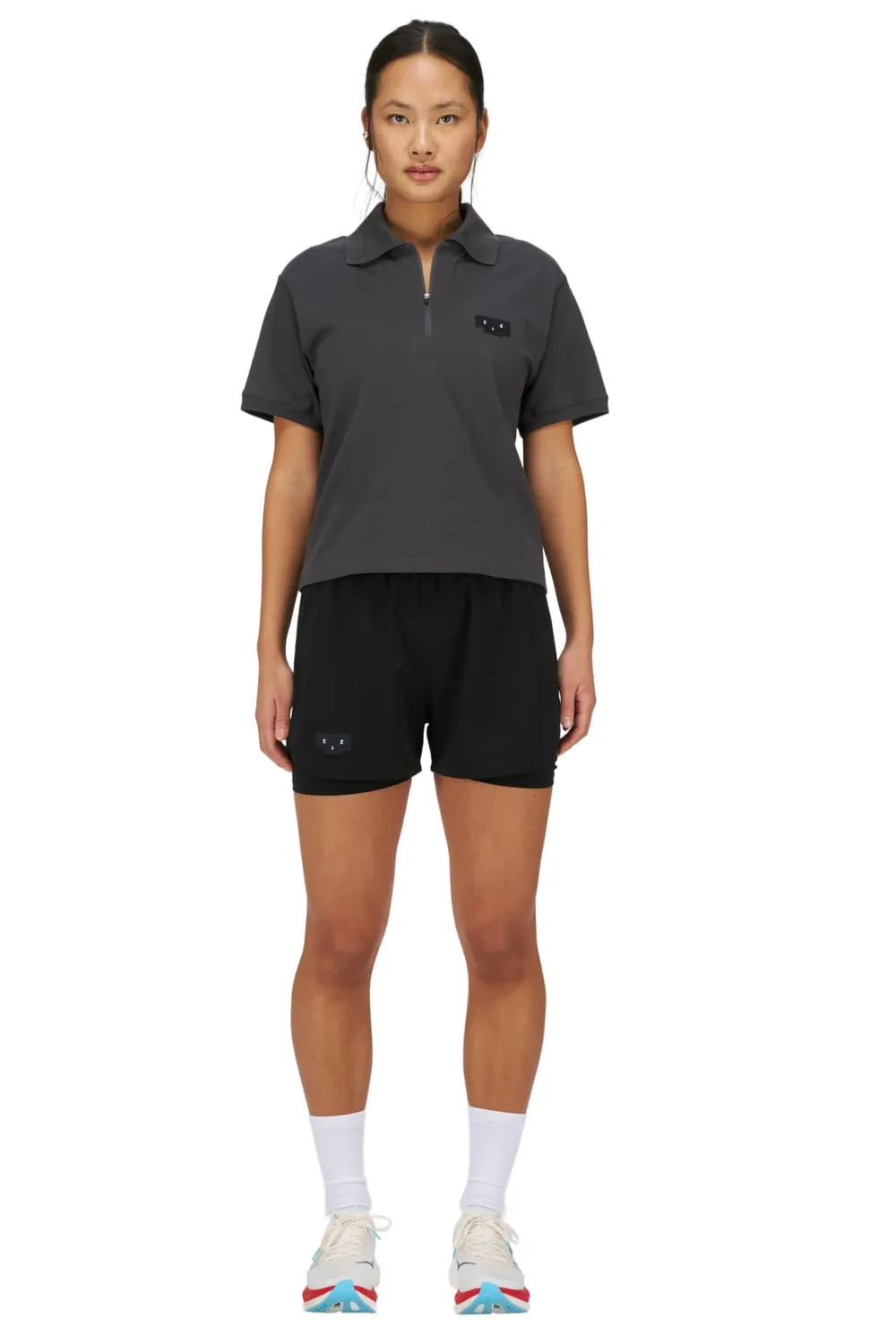 UNNA Polo Run Shirt W Poloshirt Off Black Bio-Baumwolle