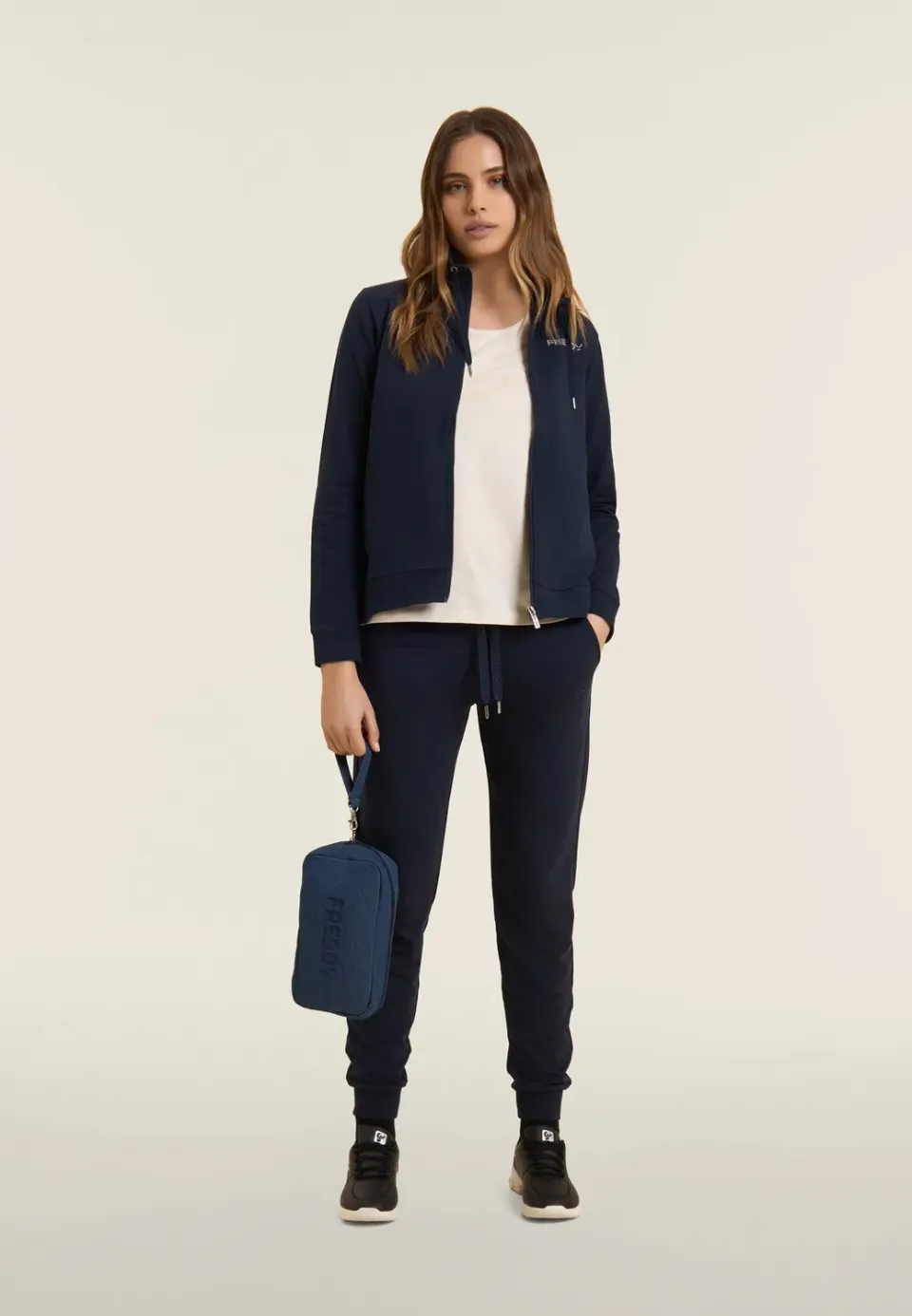 Freddy Denim Kosmetiktasche mit Logo dunkelblau