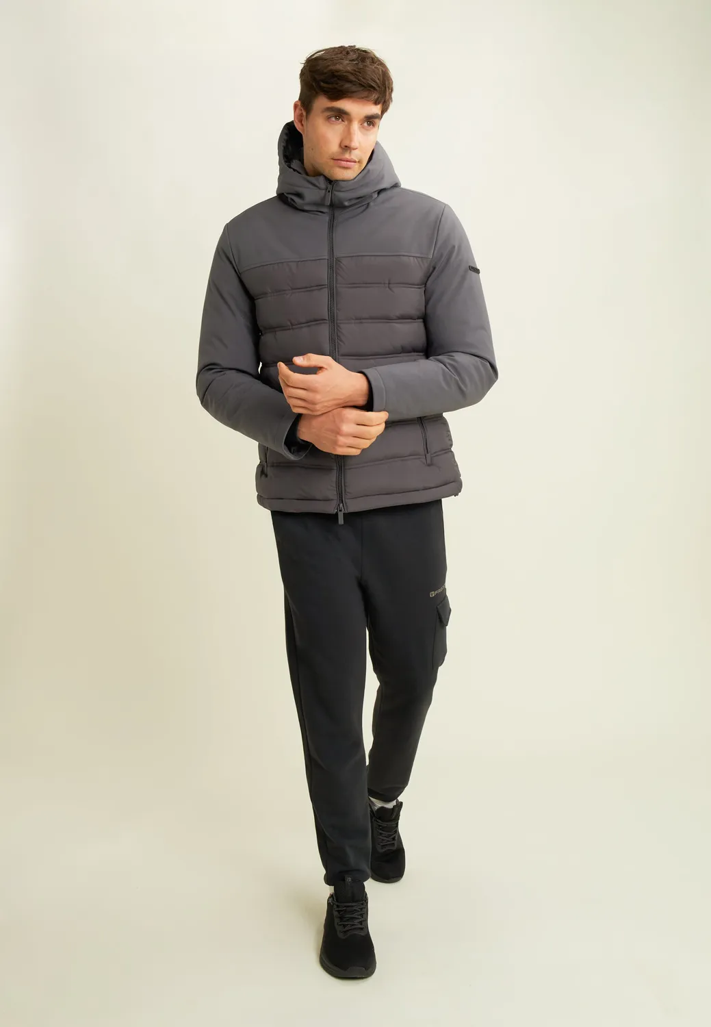 Freddy Steppjacke mit Kapuze Ebony Fake-Down