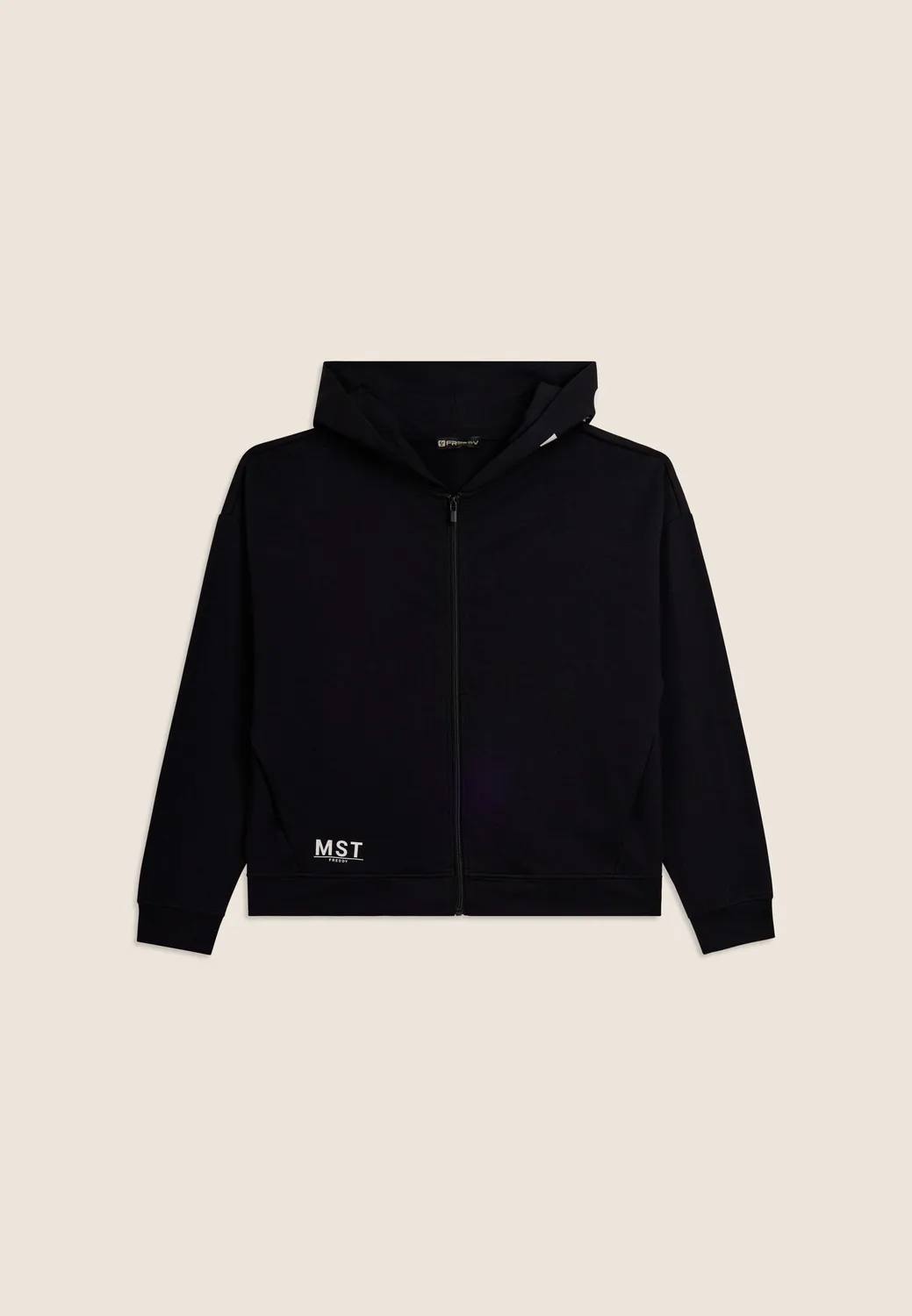 Freddy MST Cropped Hoodie mit Zip Schwarz French Terry