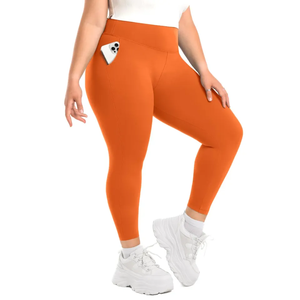 SINOPHANT High Waist Leggings Damen schwarz mit Taschen blickdicht