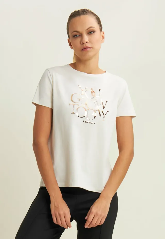 Freddy T-Shirt Damen Strass You Glow Today Nero leicht
