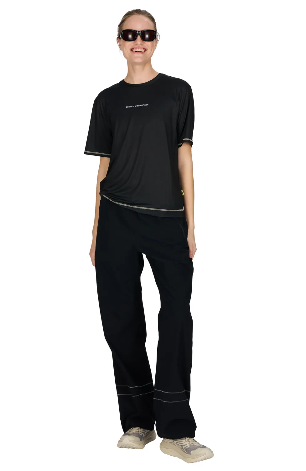 UNNA Wavy Tee Laufshirt Damen Schwarz atmungsaktiv
