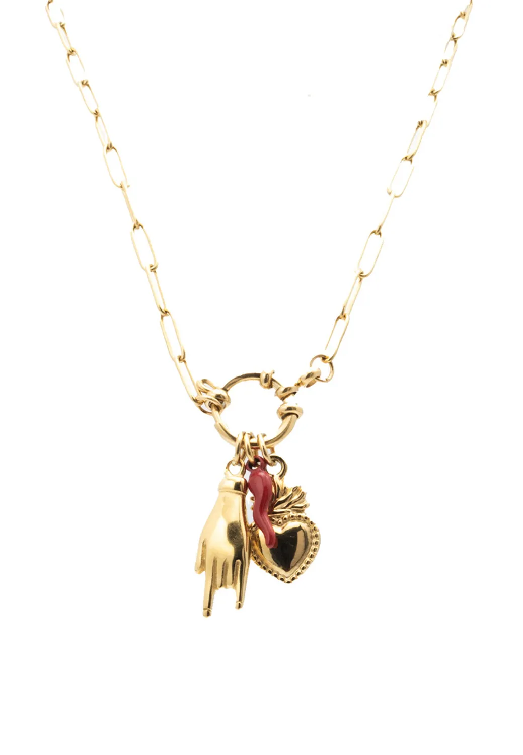 Freddy Kette Edelstahl gold Herz 45 cm Anhänger
