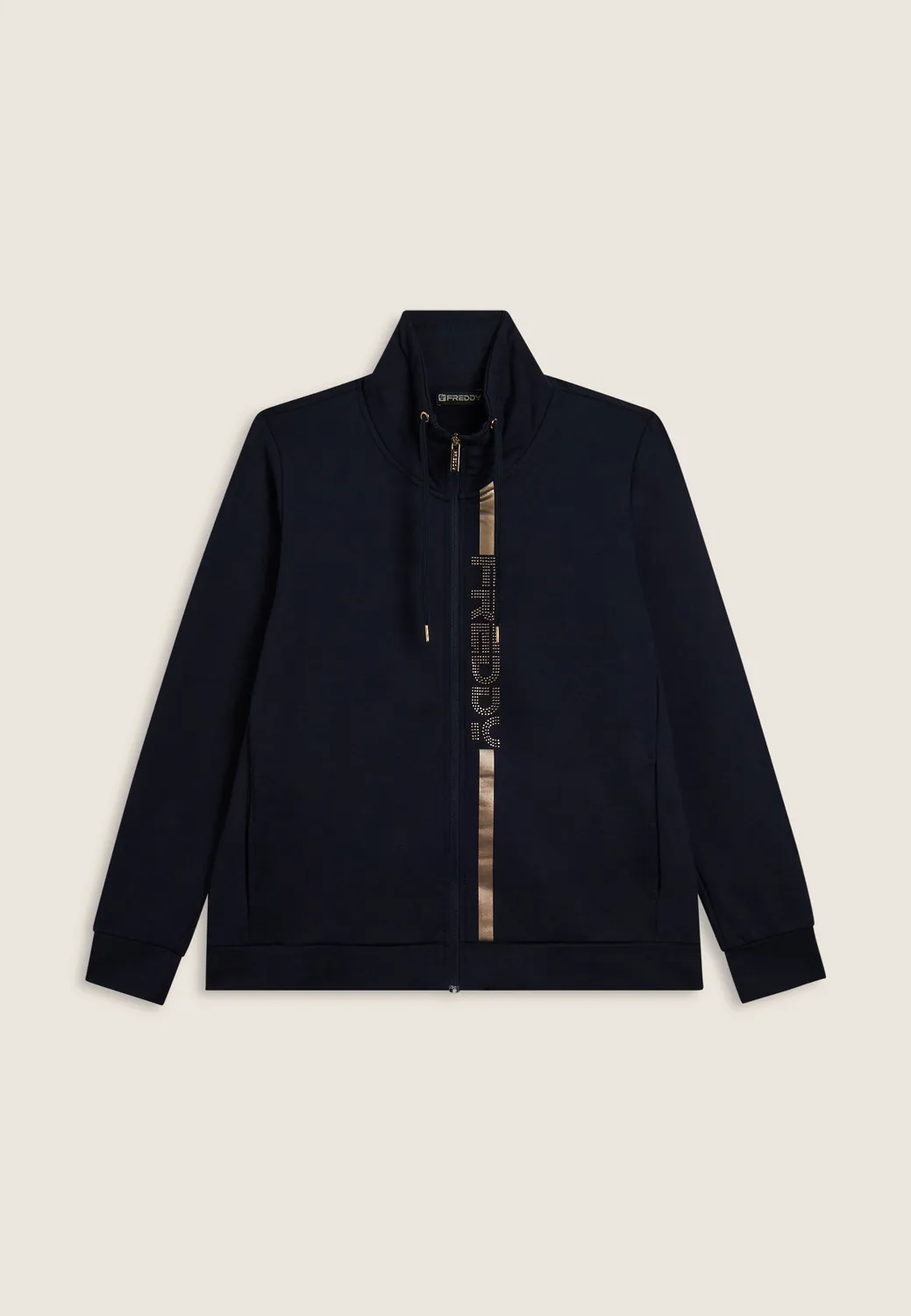 Freddy Zip Sweatjacke Nero Gold-Logo hoher Kragen