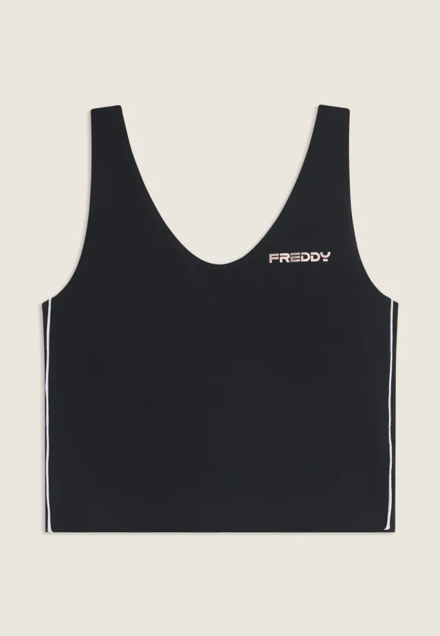 Freddy Cropped Top Damen Schwarz M V-Ausschnitt quick dry