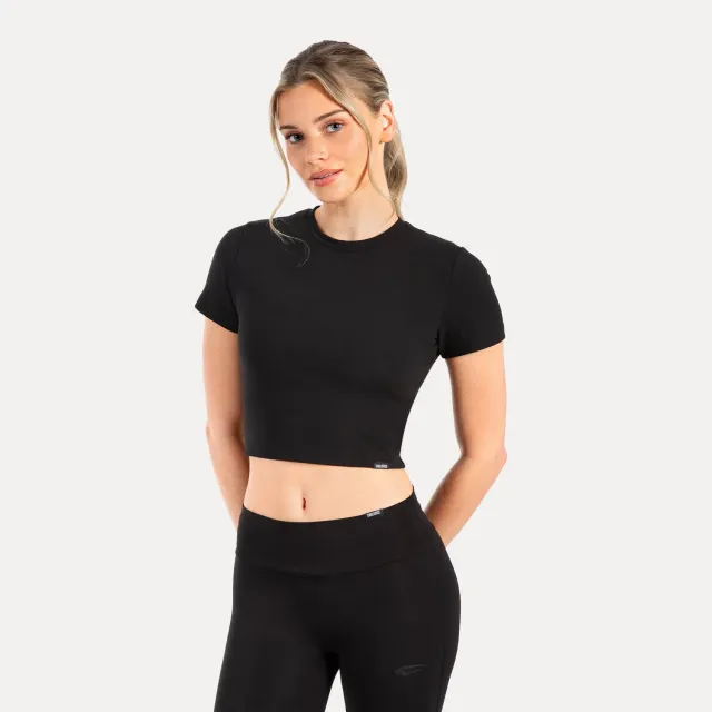 Smilodox Lunara Kenna Crop Shirt Schwarz tailliert