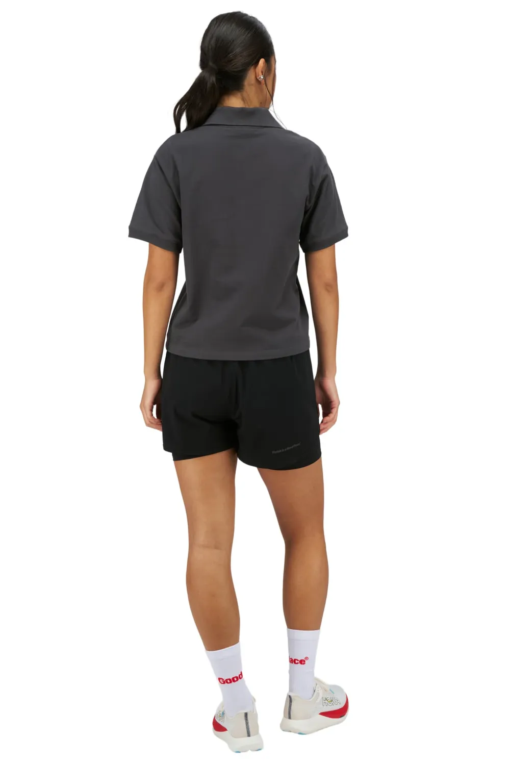 UNNA Polo Run Shirt W Poloshirt Off Black Bio-Baumwolle