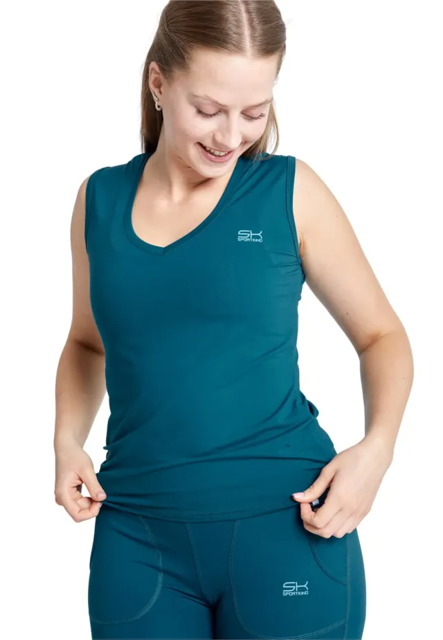 SPORTKIND Loose Fit Tanktop V-Neck Damen Top UV50+