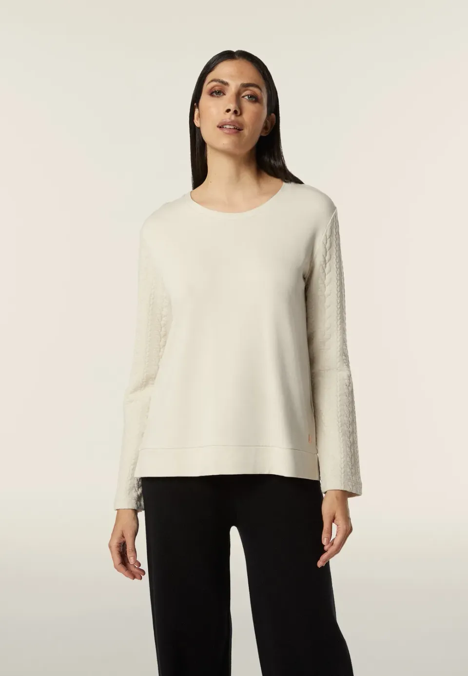 Freddy Sweatshirt Viskose Zopfärmel Schwarz comfort