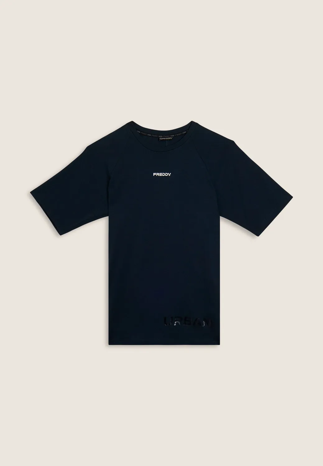 Freddy Herren T-Shirt Slim Glanz-Print Jet Black