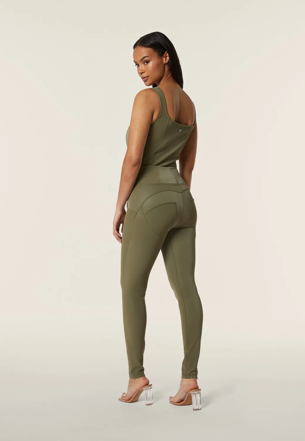 Freddy WR.UP High Waist Kunstleder Leggings Nero glänzend