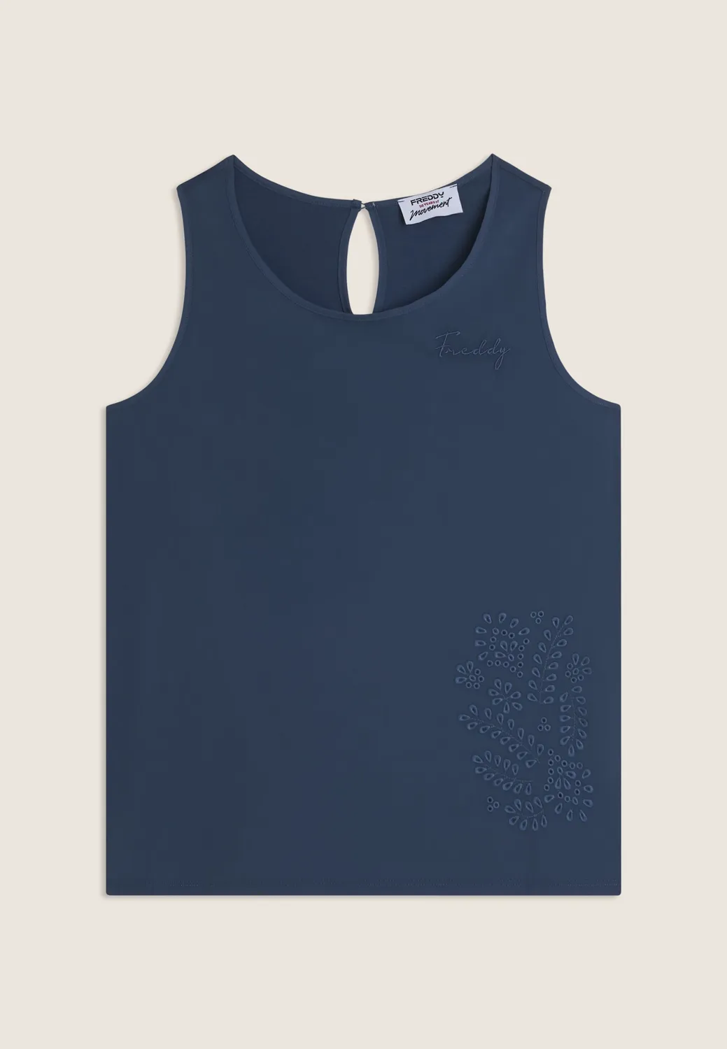 Freddy Top Blumenspitze Schwarz M Stickerei