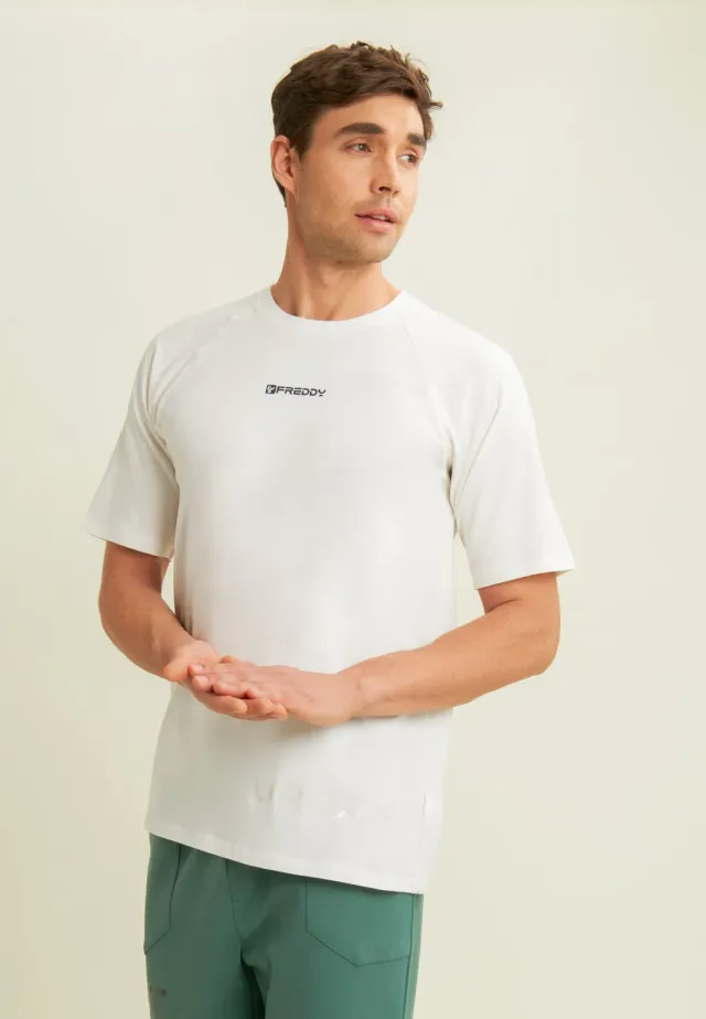 Freddy Herren T-Shirt Slim Glanz-Print Jet Black