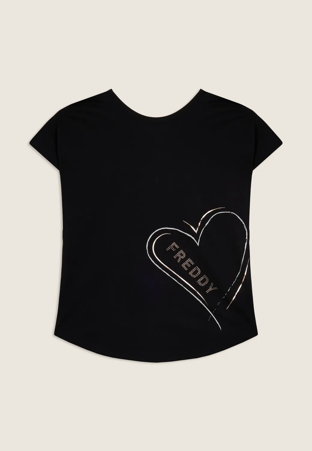 Freddy Wende T-Shirt Nero Herz-Print Supima