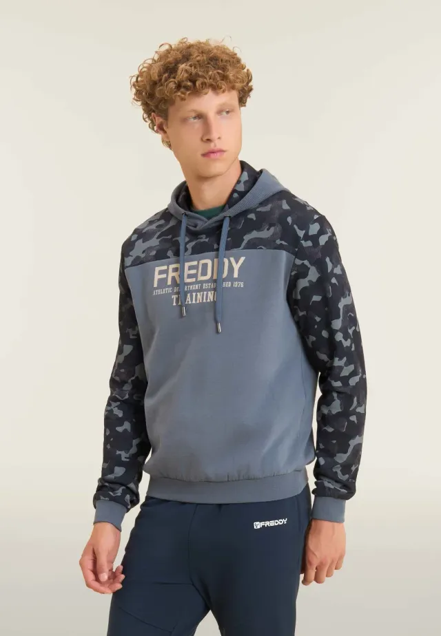 Freddy Camouflage Hoodie Herren Blau Baumwolle