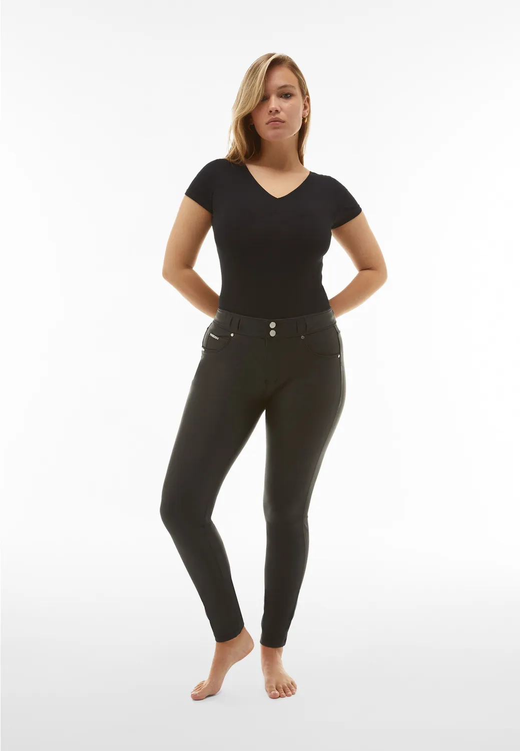 Freddy N.O.W. Skinny Kunstlederhose Schwarz mittlere Leibhöhe