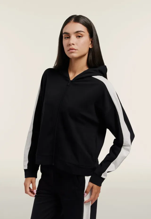 Freddy MST Cropped Hoodie Damen Schwarz mit Zip
