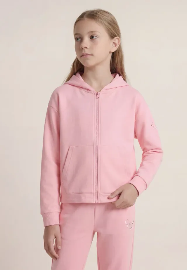 Freddy Cropped Hoodie Mädchen Schwarz Zip
