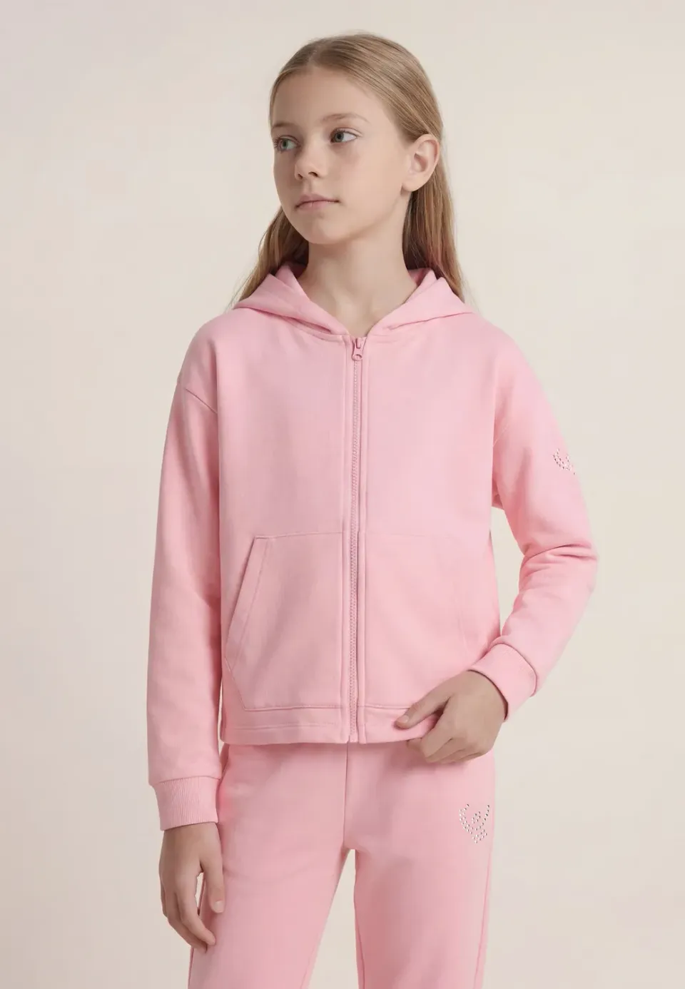 Freddy Cropped Hoodie Mädchen Schwarz Zip