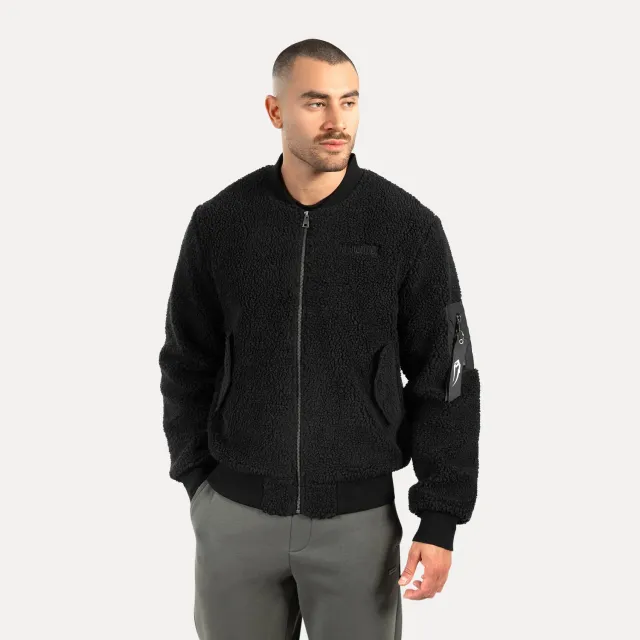 Smilodox Ferell Teddy Bomberjacke Schwarz locker