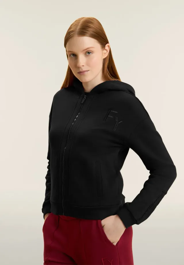 Freddy French Terry Kapuzenjacke Damen Zen Blue