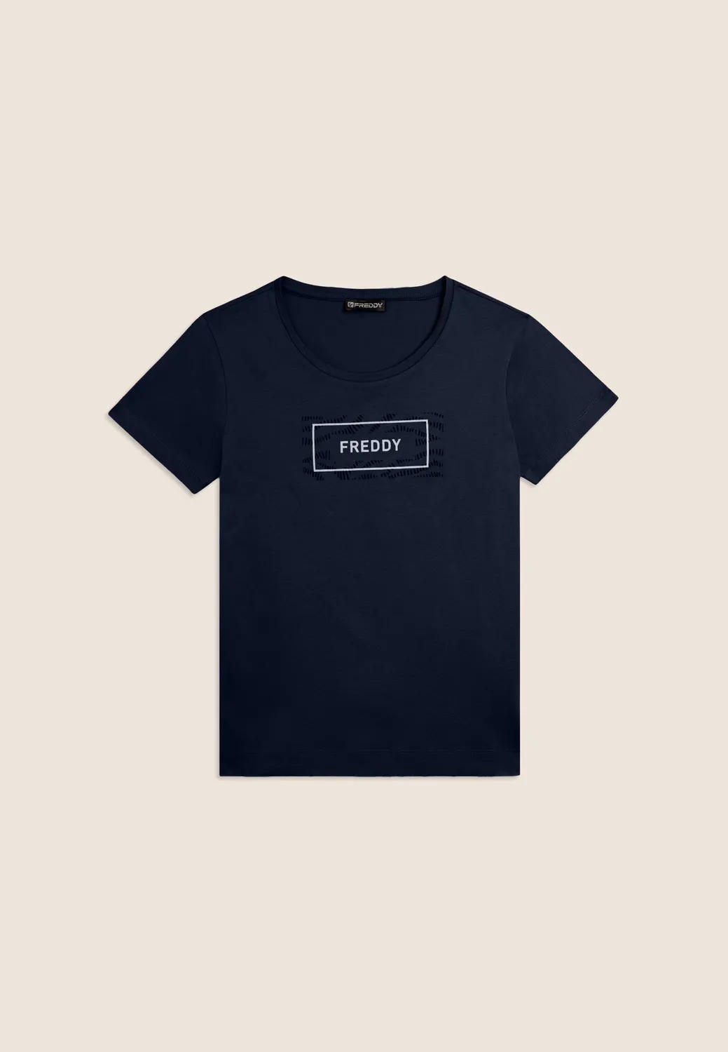 Freddy T-Shirt Logo Welle Nero Baumwolle kurzarm