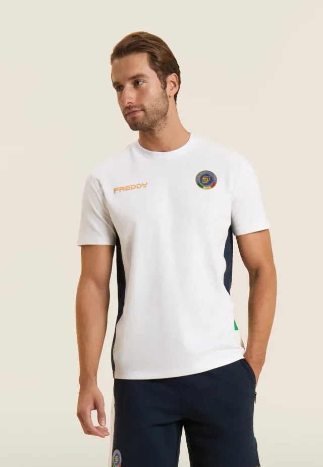 Freddy FGI Italia T-Shirt Herren Weiß-Dunkelblau Baumwolle