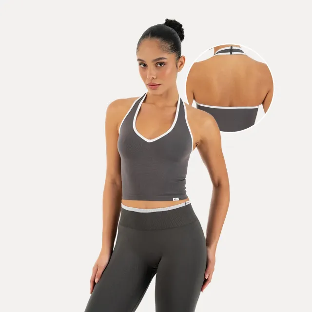 Smilodox Lunara Theda Sporttop Schwarz Halterneck