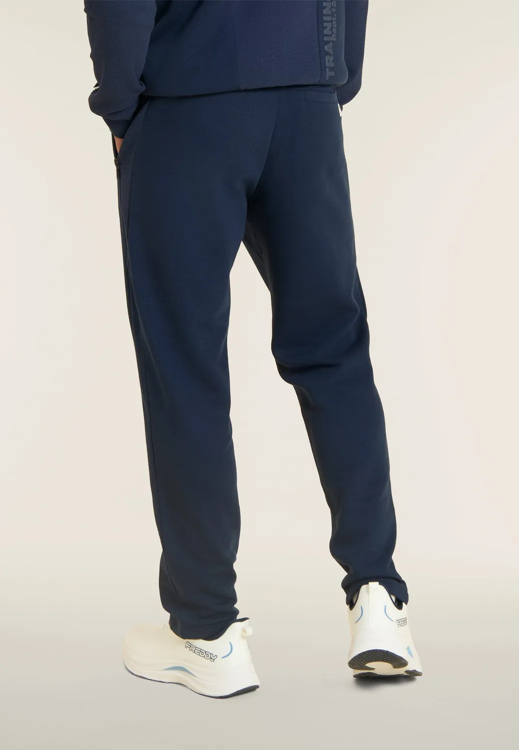 Freddy Herren Sporthose Dress Blue Karo-Einsatz gerade