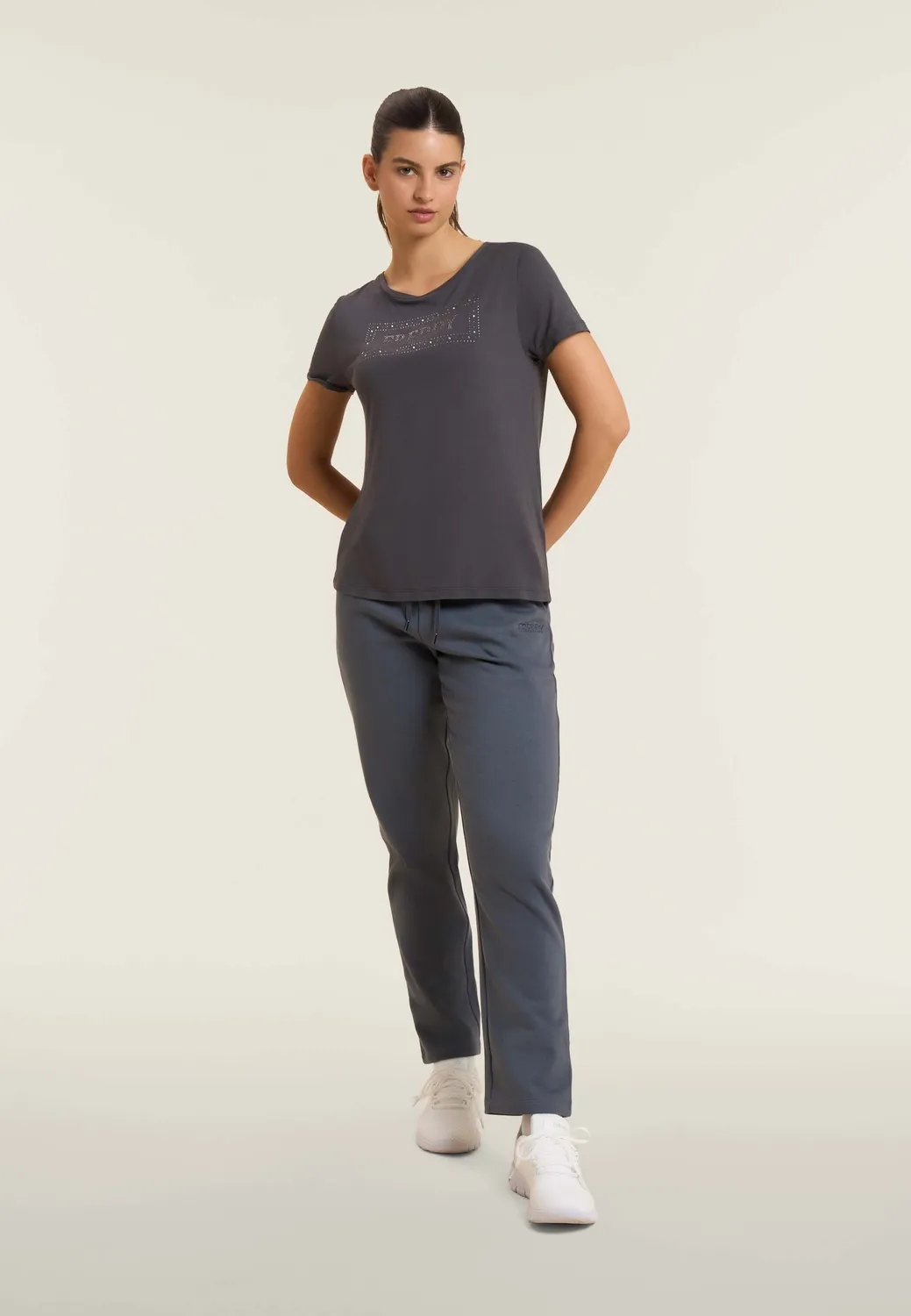 Freddy Strass Logo T-Shirt Schwarz Damen Viskose