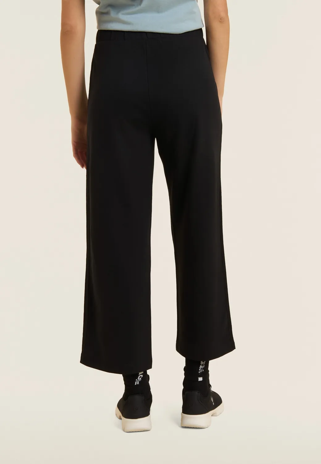 Freddy Cropped Sporthose Damen Wide Leg schwarz Yoga