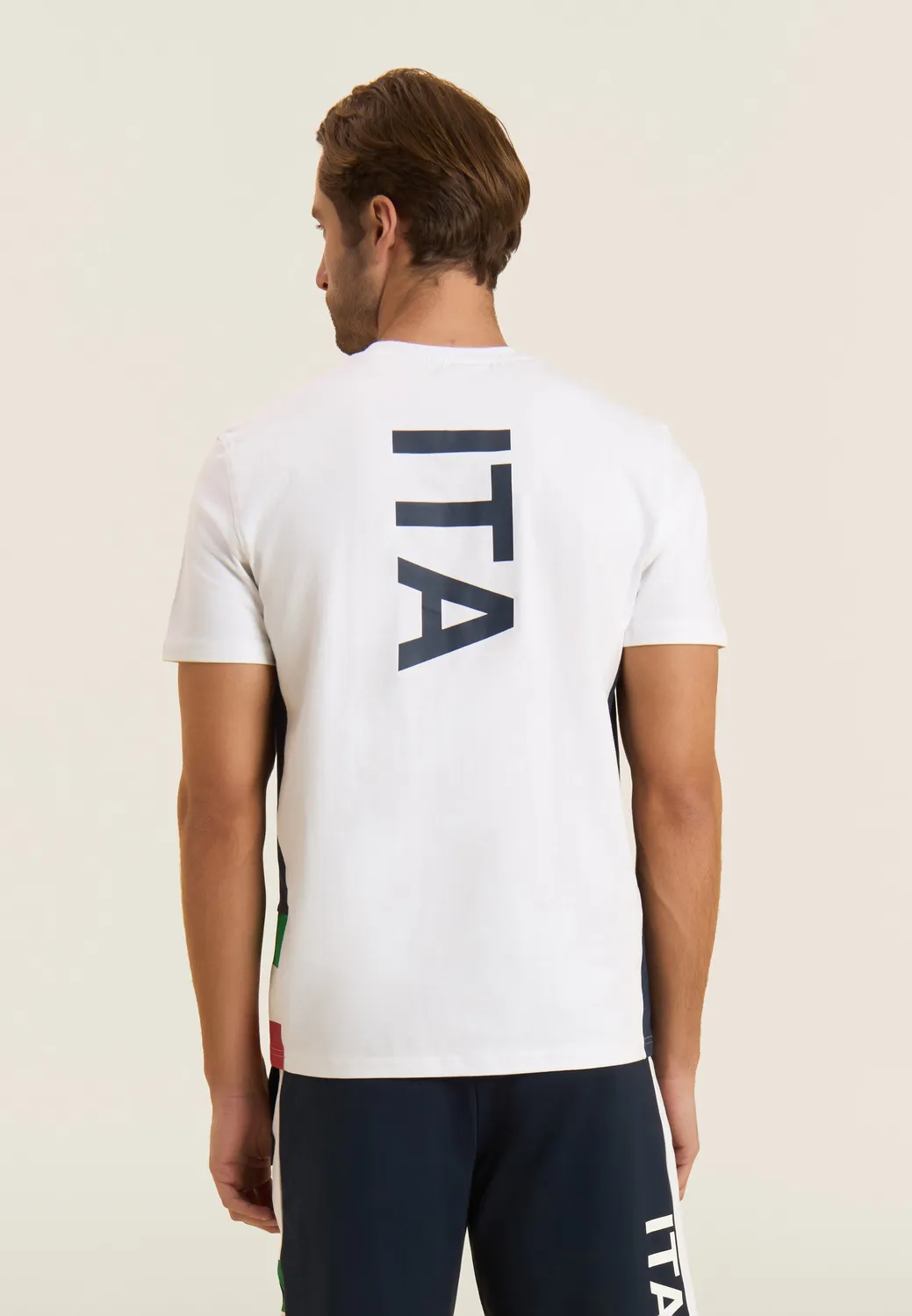 Freddy FGI Italia T-Shirt Herren Weiß-Dunkelblau Baumwolle