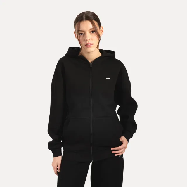 Smilodox Lyanna Zip Hoodie Damen Schwarz Baumwollmix