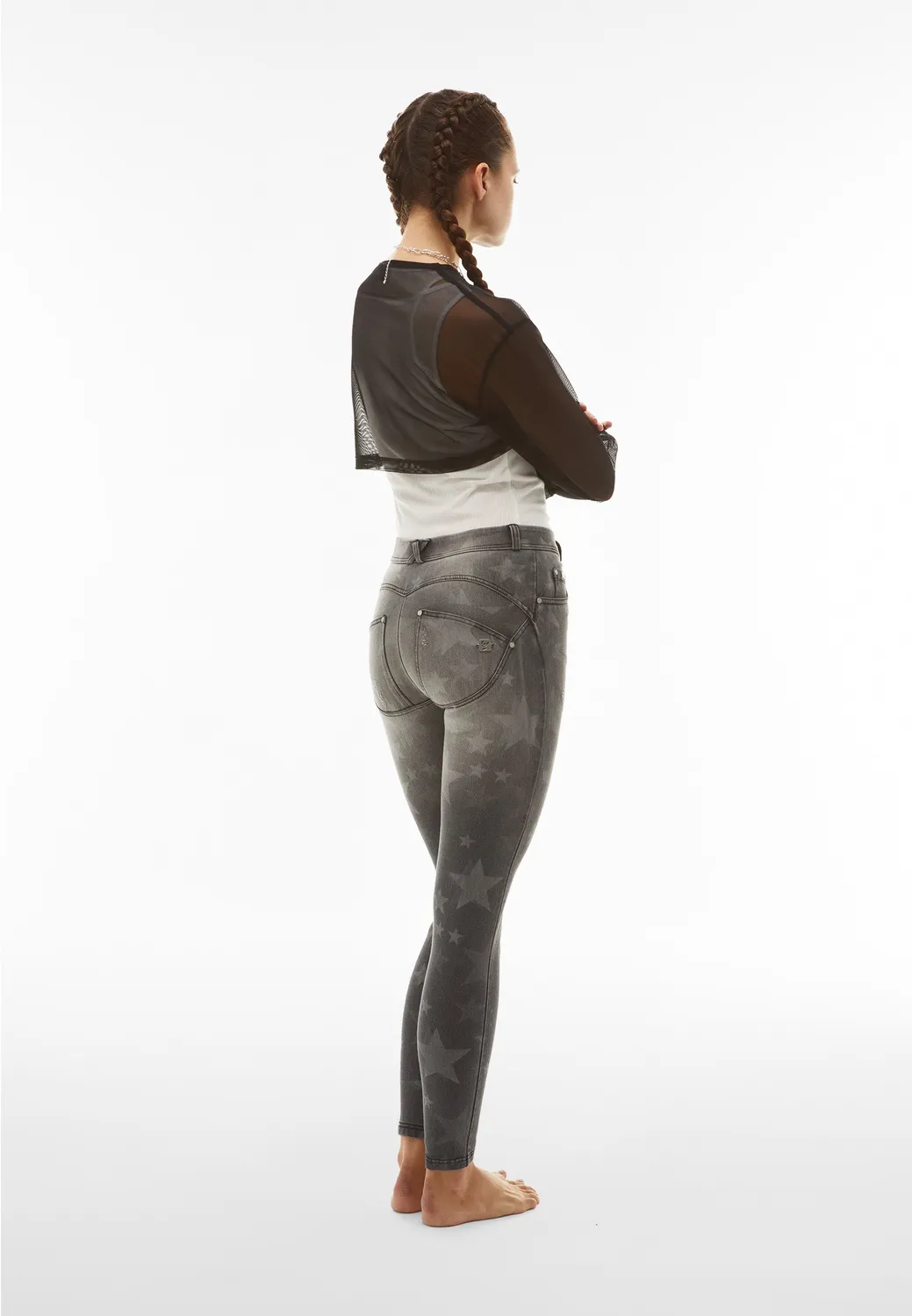 Freddy WR.UP Skinny Jeans Sterneprint grau shaping