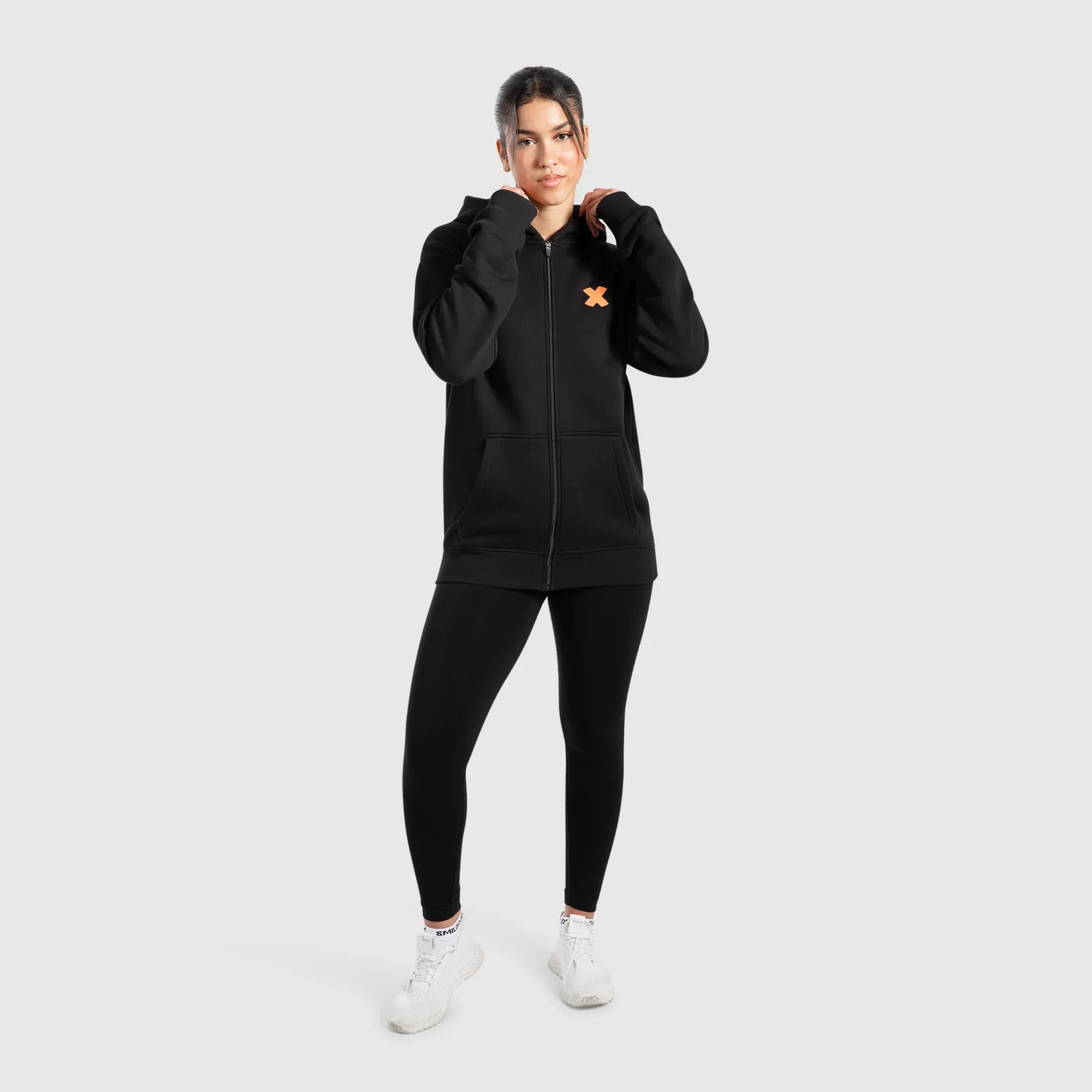 Smilodox Sorea Unisex Zip Hoodie Winter Hoodie Schwarz Baumwolle