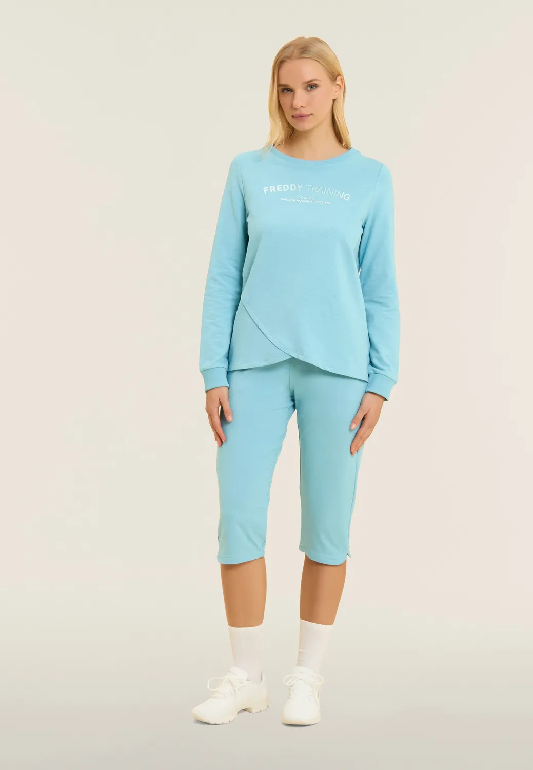 Freddy Wickel Rundhals Sweatshirt Damen Dunkelblau Glitzer