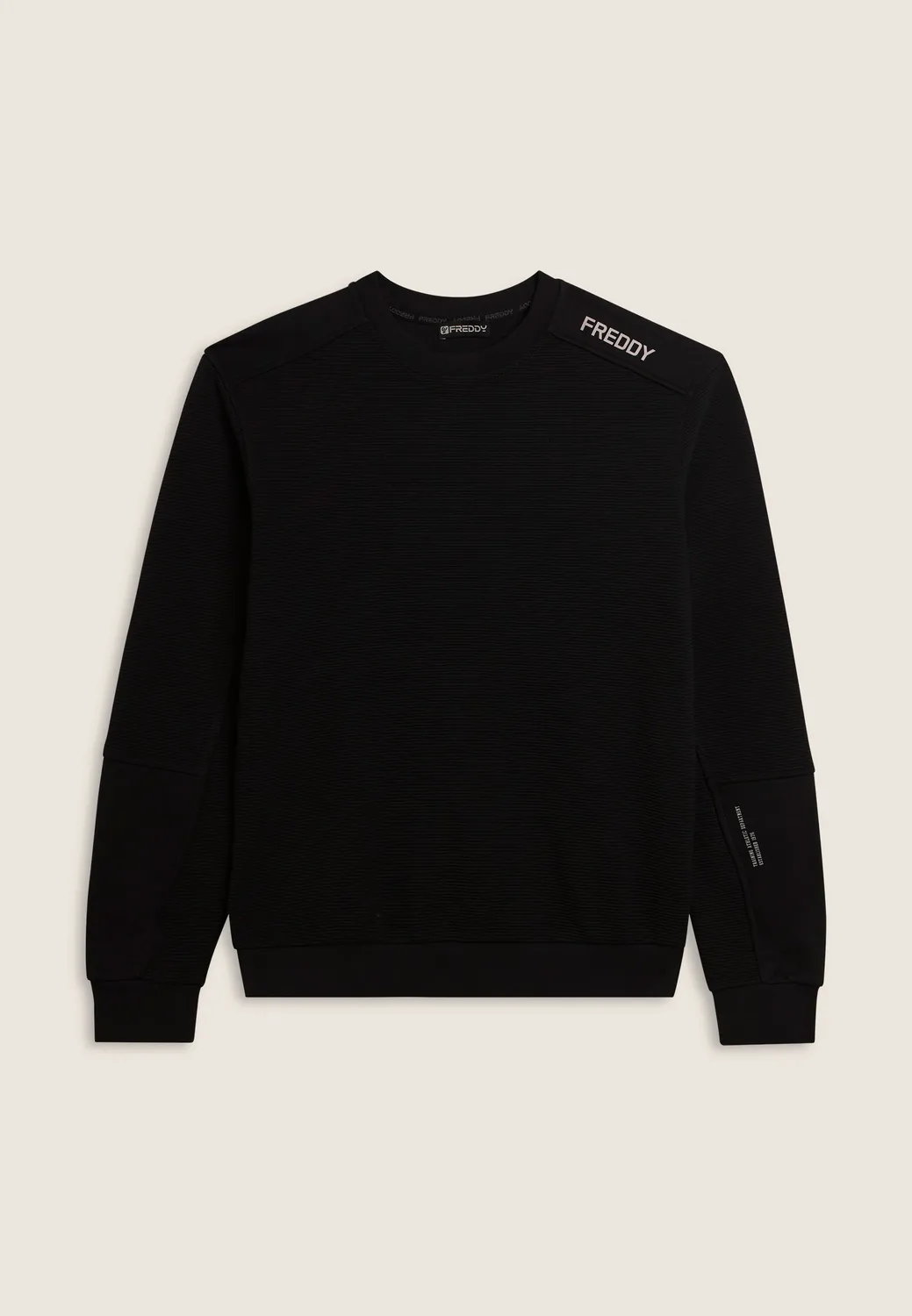 Freddy Sweatshirt Herren Schwarz Crewneck gerippt